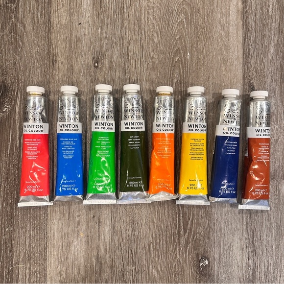 Winsor & Newton Winton Oil Paint Set of 8 Large Paint Tubes. New - Picture 1 of 4